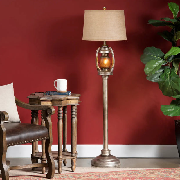 Crestview Collection Oil Lantern Dark Gray Finish Floor Lamp