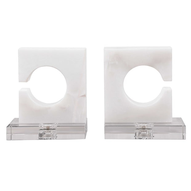 Uttermost Clarin White and Gray Marble Contemporary Bookends