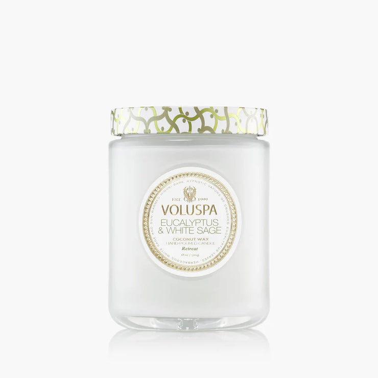 Voluspa Eucalyptus and White Sage Large Jar Candle ~ 18 oz.