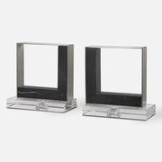 Uttermost Tilman Brushed Nickel and Black Marble Modern Bookends