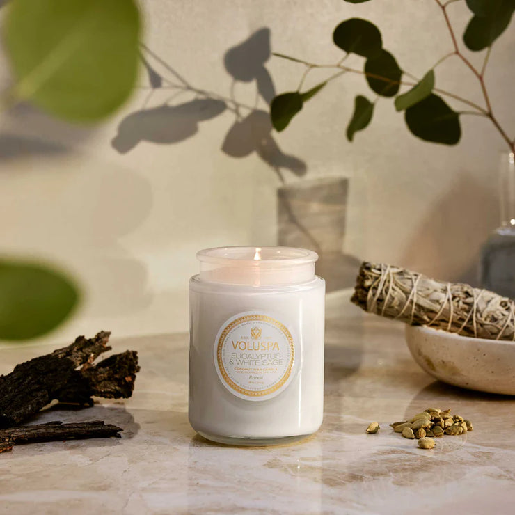 Voluspa Eucalyptus and White Sage Large Jar Candle ~ 18 oz.