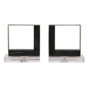 Uttermost Tilman Brushed Nickel and Black Marble Modern Bookends