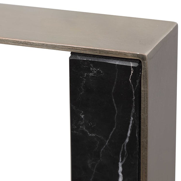 Uttermost Tilman Brushed Nickel and Black Marble Modern Bookends
