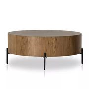 Four Hands Eaton Drum Coffee Table ~ Amber Oak Wood Finish
