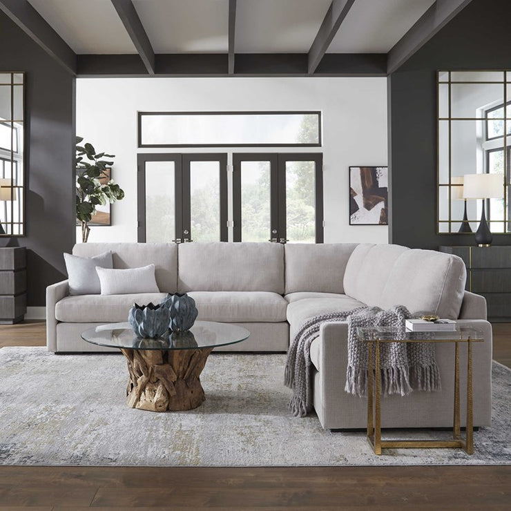 Uttermost Refuge Modular Sectional Sofa with Ottoman ~ Velvety Sand Performance Fabric