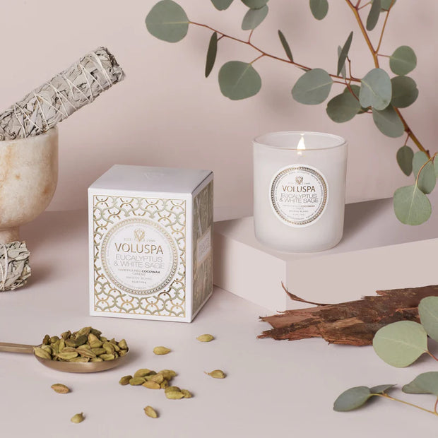 Voluspa Eucalyptus and White Sage Classic Candle ~ 9.5 oz