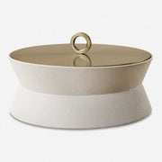 Uttermost Luxe White Faux Shagreen Round Decorative Box