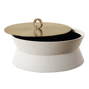 Uttermost Luxe White Faux Shagreen Round Decorative Box
