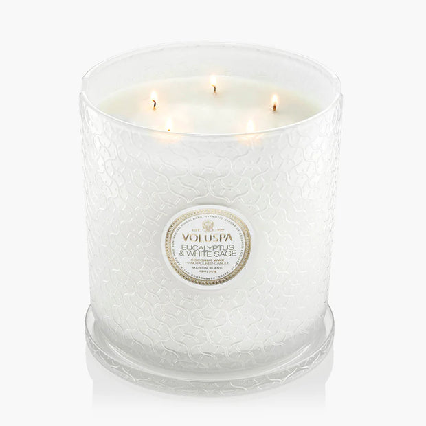 Voluspa Eucalyptus and White Sage 5 Wick Hearth Candle ~123oz