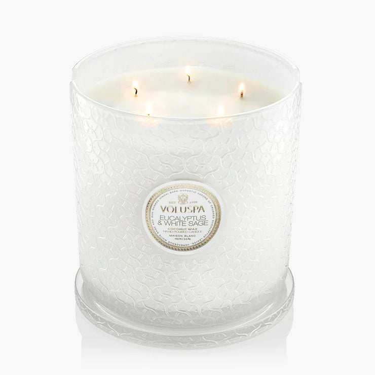 Voluspa Eucalyptus and White Sage 5 Wick Hearth Candle ~123oz
