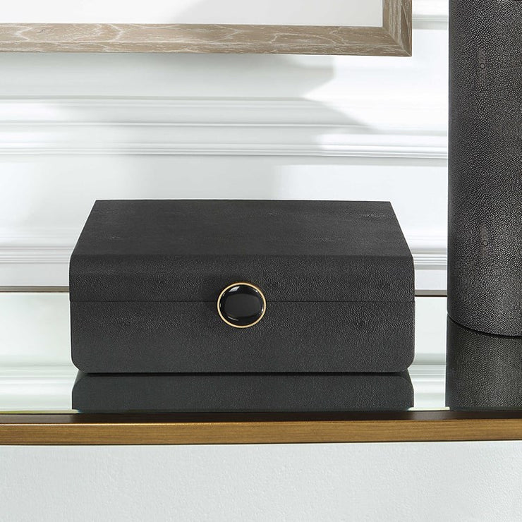 Uttermost Lalique Black Faux Shagreen Decorative Box