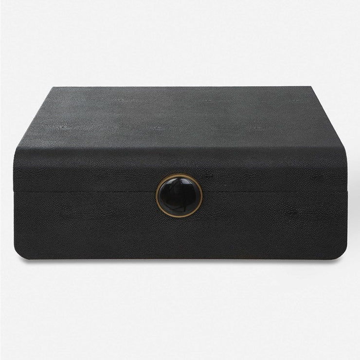 Uttermost Lalique Black Faux Shagreen Decorative Box