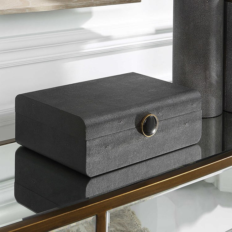 Uttermost Lalique Black Faux Shagreen Decorative Box