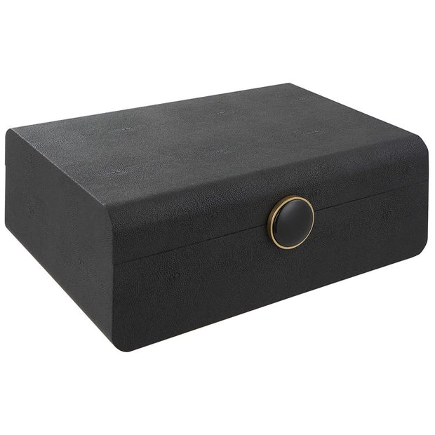 Uttermost Lalique Black Faux Shagreen Decorative Box