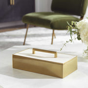 Uttermost Wessex Brass and White Faux Shagreen Modern Decorative Box