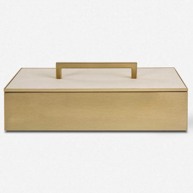 Uttermost Wessex Brass and White Faux Shagreen Modern Decorative Box
