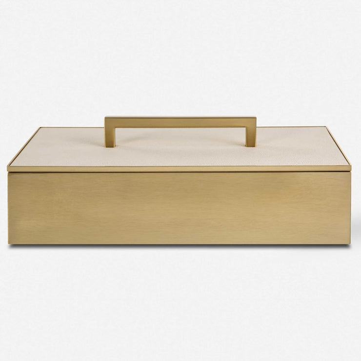 Uttermost Wessex Brass and White Faux Shagreen Modern Decorative Box