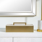 Uttermost Wessex Brass and White Faux Shagreen Modern Decorative Box