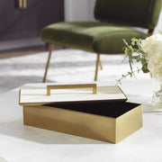 Uttermost Wessex Brass and White Faux Shagreen Modern Decorative Box