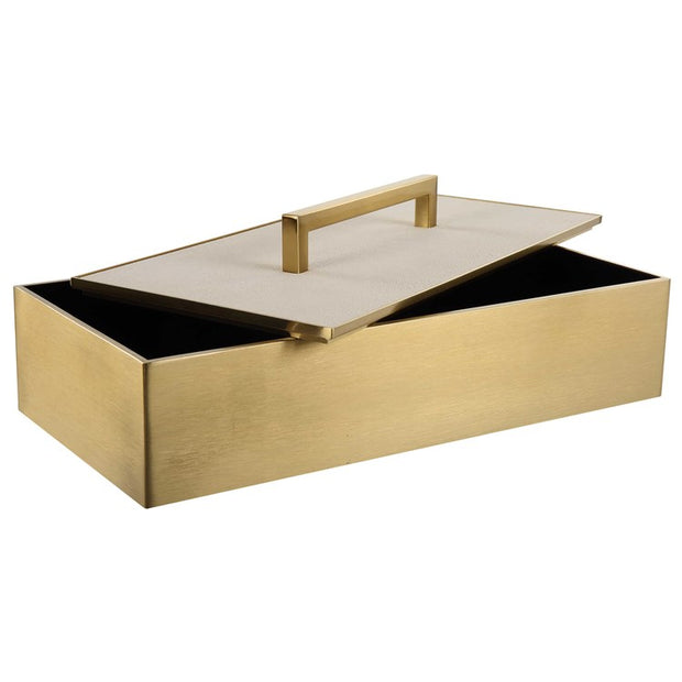 Uttermost Wessex Brass and White Faux Shagreen Modern Decorative Box