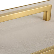 Uttermost Wessex Brass and White Faux Shagreen Modern Decorative Box
