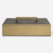 Uttermost Wessex Brass and Gray Faux Shagreen Modern Decorative Box