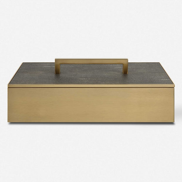 Uttermost Wessex Brass and Gray Faux Shagreen Modern Decorative Box