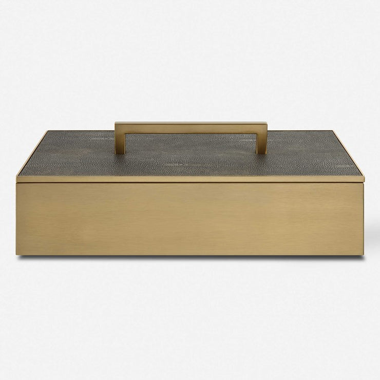 Uttermost Wessex Brass and Gray Faux Shagreen Modern Decorative Box