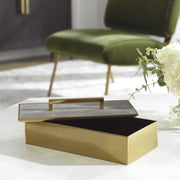 Uttermost Wessex Brass and Gray Faux Shagreen Modern Decorative Box