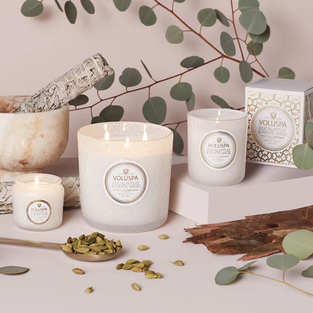 Voluspa Eucalyptus and White Sage Petite Jar Candle ~4.5oz