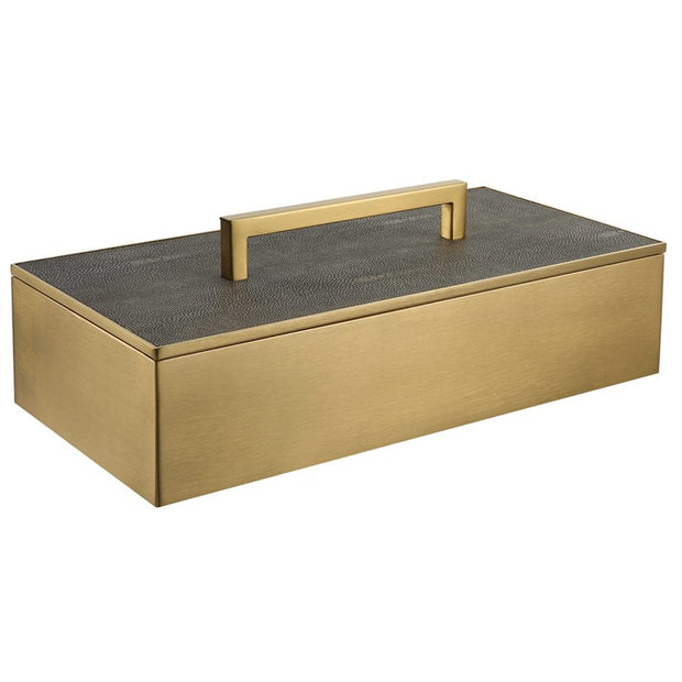 Uttermost Wessex Brass and Gray Faux Shagreen Modern Decorative Box