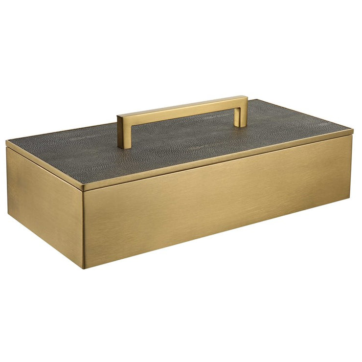 Uttermost Wessex Brass and Gray Faux Shagreen Modern Decorative Box