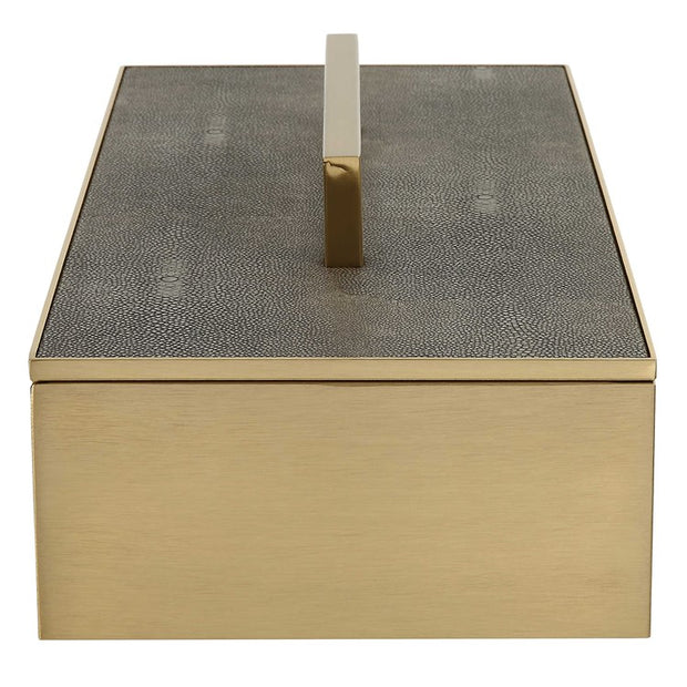 Uttermost Wessex Brass and Gray Faux Shagreen Modern Decorative Box
