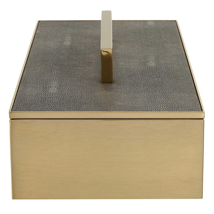 Uttermost Wessex Brass and Gray Faux Shagreen Modern Decorative Box
