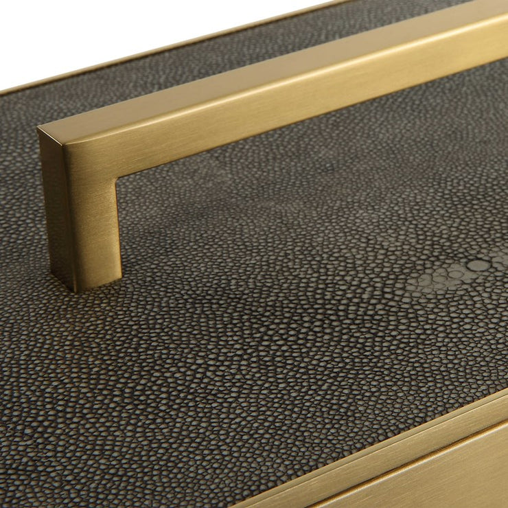 Uttermost Wessex Brass and Gray Faux Shagreen Modern Decorative Box