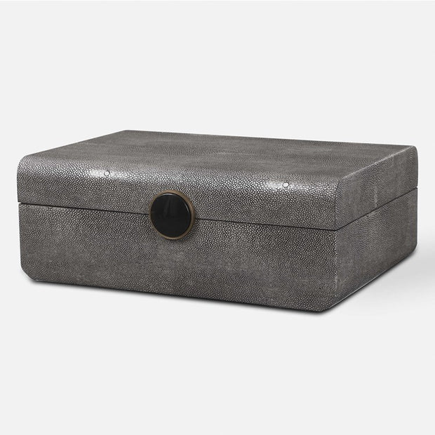 Uttermost Lalique Smoke Gray Faux Shagreen Decorative Box