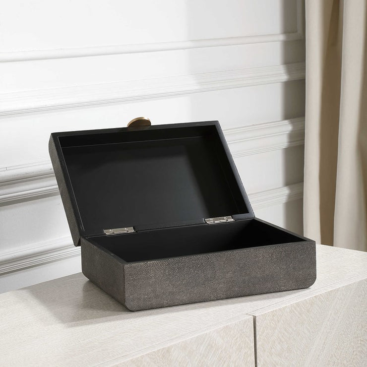 Uttermost Lalique Smoke Gray Faux Shagreen Decorative Box