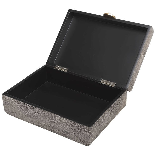 Uttermost Lalique Smoke Gray Faux Shagreen Decorative Box