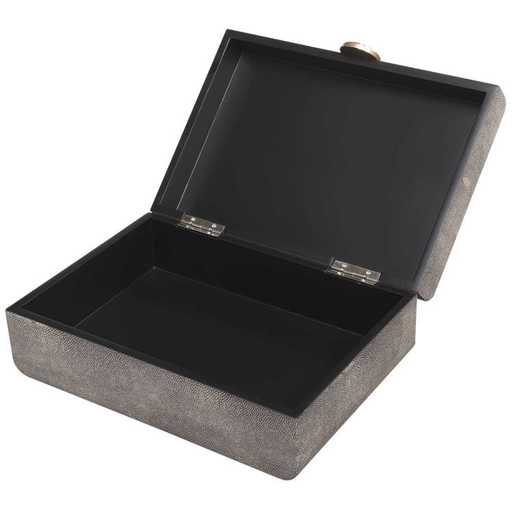 Uttermost Lalique Smoke Gray Faux Shagreen Decorative Box