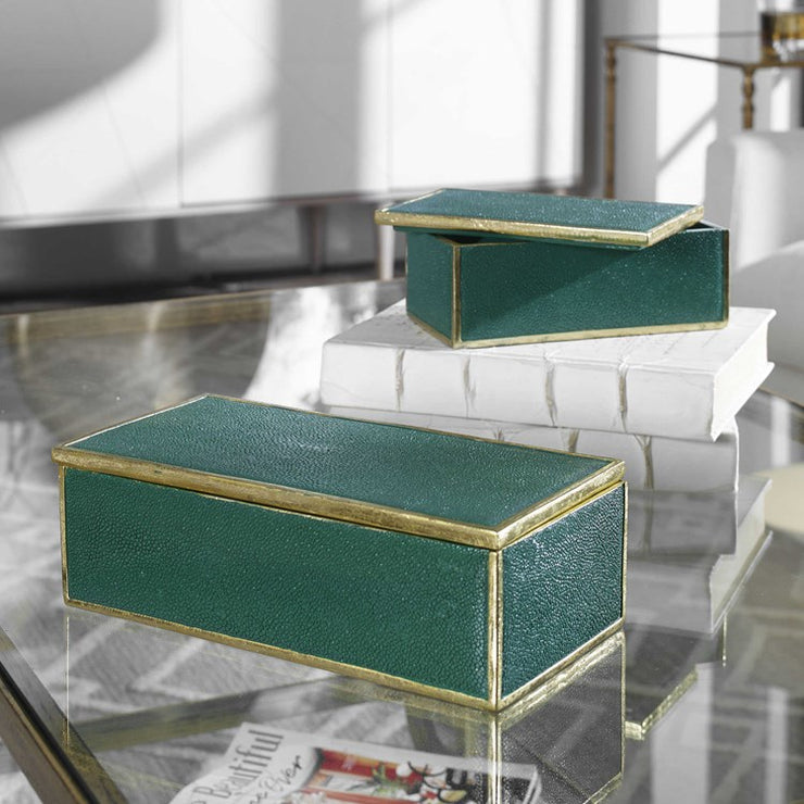 Uttermost Karis Emerald Green Set of 2 Decorative Boxes
