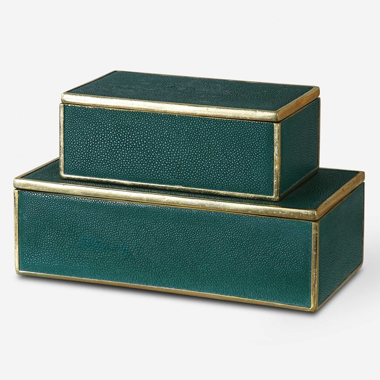 Uttermost Karis Emerald Green Set of 2 Decorative Boxes