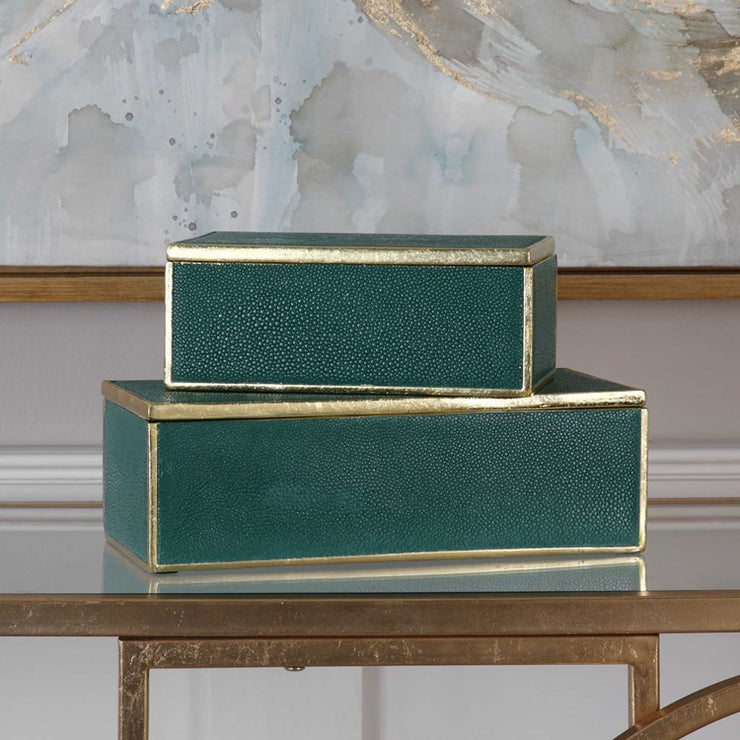 Uttermost Karis Emerald Green Set of 2 Decorative Boxes