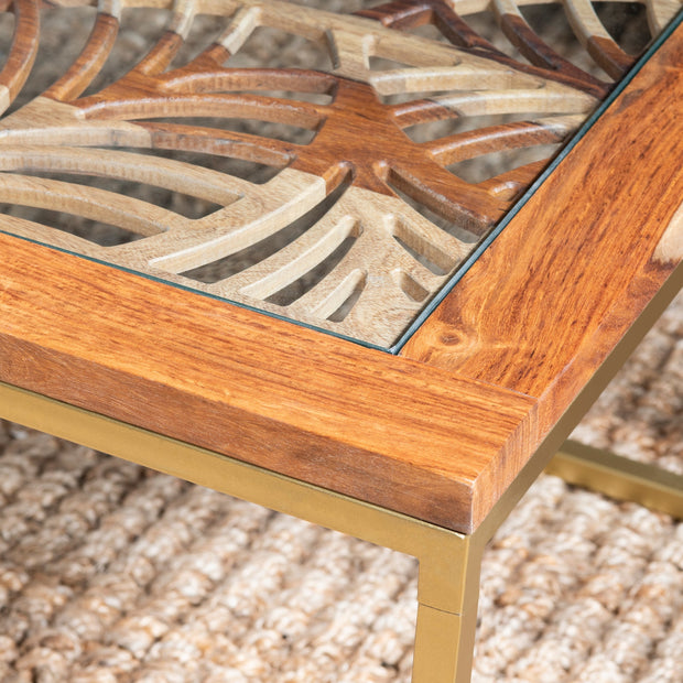 Crestview Collection Adagio Acacia Wood and Iron Rectangular Coffee Table