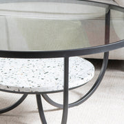 Crestview Collection Marisol Round Iron and Glass 33' Terrazzo Coffee Table