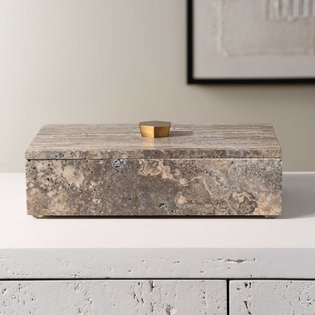 Uttermost Griseus Gray Travertine Decorative Box