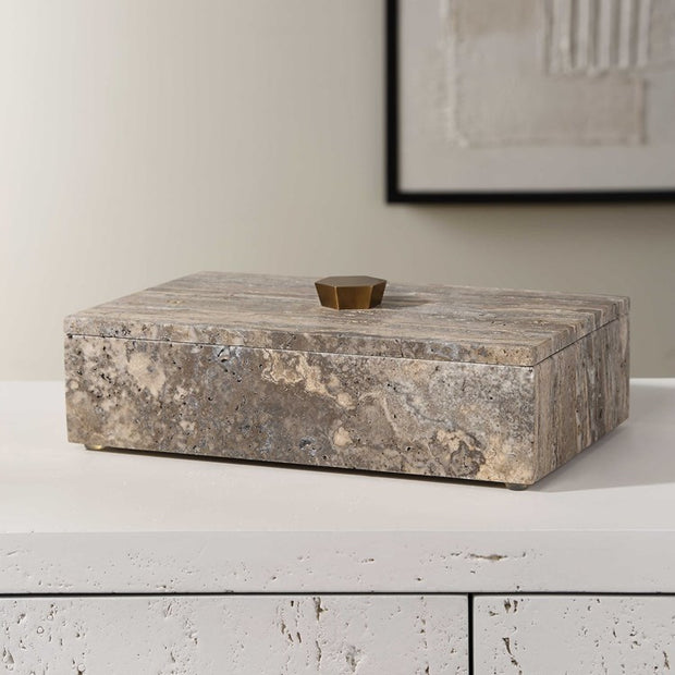 Uttermost Griseus Gray Travertine Decorative Box