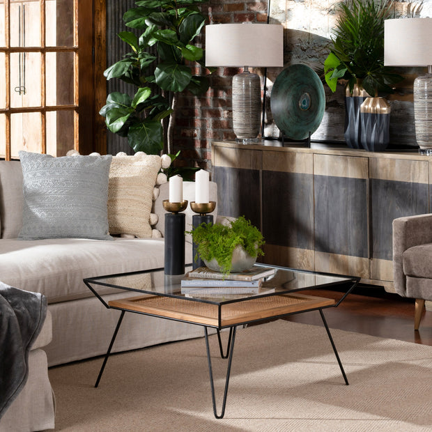 Crestview Collection Burnside Rattan and Wood Coffee Table