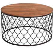 Crestview Collection Jonathan Mango Wood And Iron Round Coffee Table