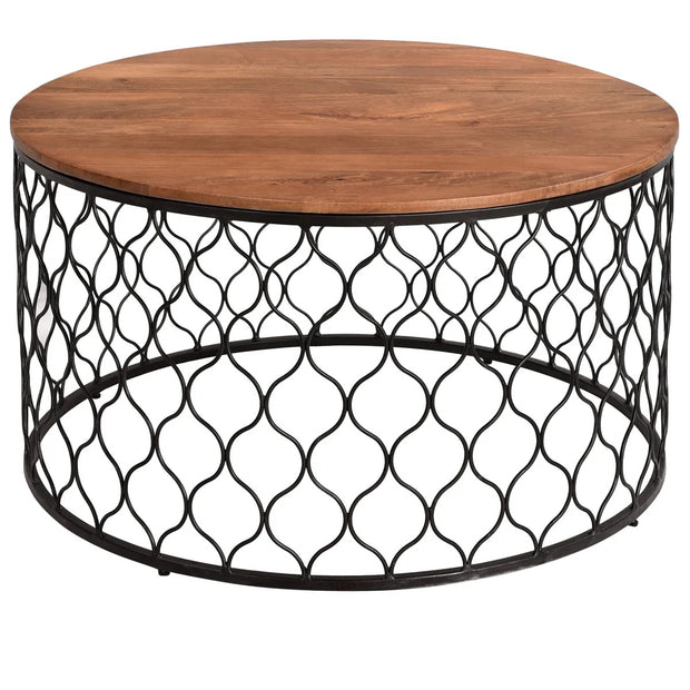 Crestview Collection Jonathan Mango Wood And Iron Round Coffee Table