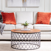Crestview Collection Jonathan Mango Wood And Iron Round Coffee Table